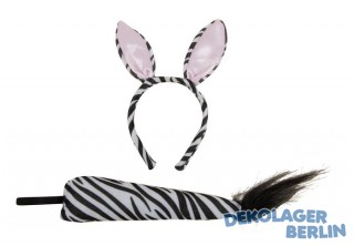 Zebra Kostüm Set mit Haarreif