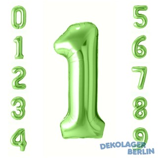 Folienballon grün als Zahlenballon 0 bis 9 86cm