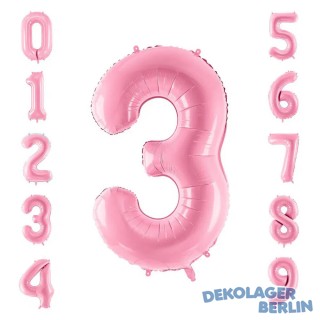 Folienballon rosa als Zahlenballon 0 bis 9 86cm