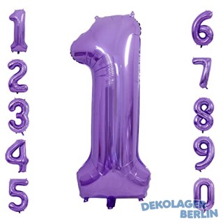 Folienballon lila violett als Zahlenballon 0 bis 9 86cm