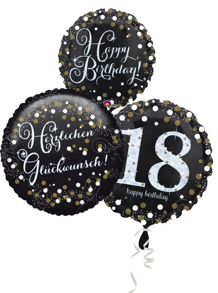 Folienballon funkelnder Geburtstag gold silber