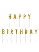 Happy Birthday Torten Kerzen gold