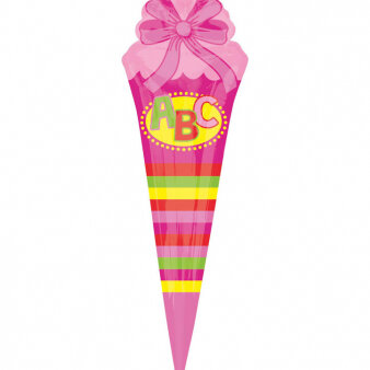 Folienballon Schultüte ABC Schulanfang in pink