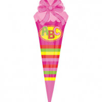 Folienballon Schultüte ABC Schulanfang in pink