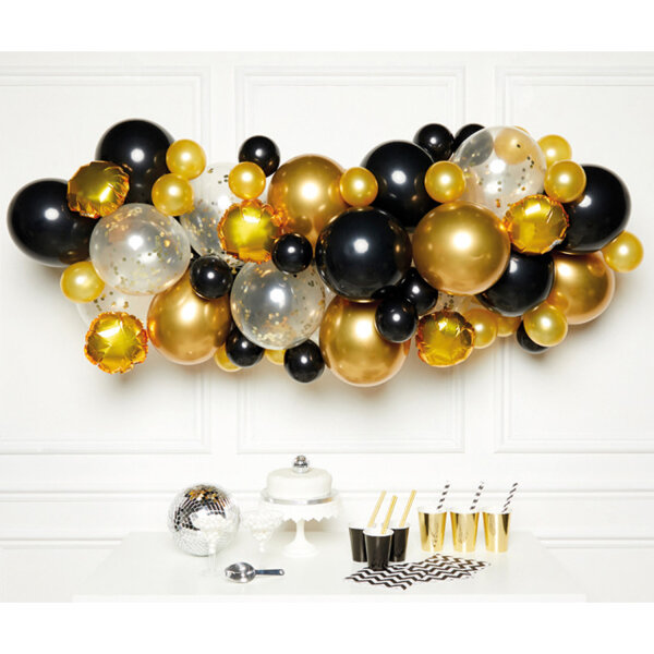 Luftballon Deko Set für organische Ballongirlanden gold schwarz