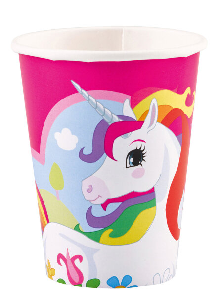 8 Party Becher mit Einhorn Motiv