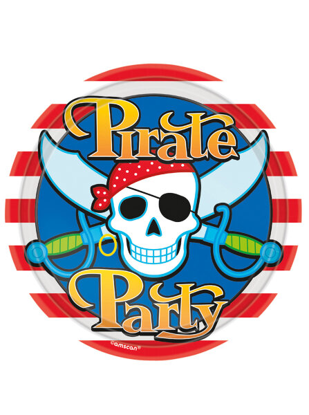 8 Party Teller 22,8cm mit Piraten Motiv