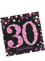 Servietten Funkelnder Geburtstag pink Happy Birthday Zahlen