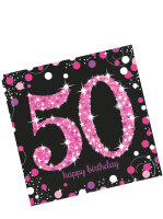 Servietten Funkelnder Geburtstag pink Happy Birthday Zahlen
