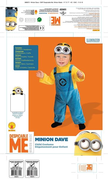 Original Minion Dave Kostüm für Kinder  Größe: 90