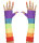 Fingerlose Regenbogen Satin Handschuhe