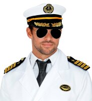 Kapitän Kostüm Set Hut Brille und Schulterklappen