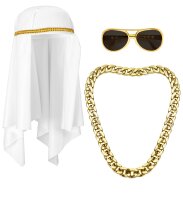 Scheich Kostüm Set Kopfbedeckung mit Brille und...
