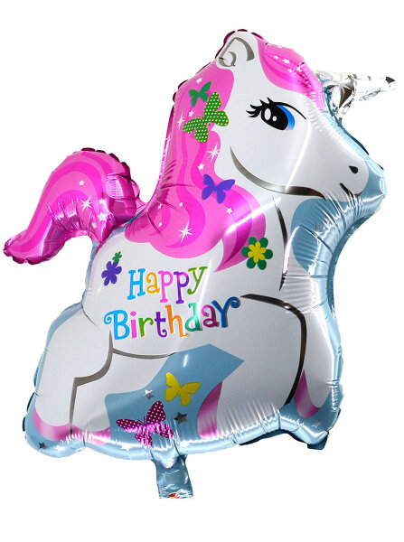 Folienballon als Happy Birthday Einhorn