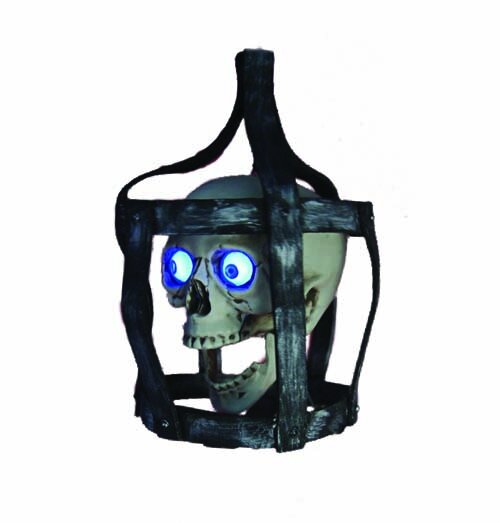 Halloween Deko Totenkopf mit Funktion im Käfig
