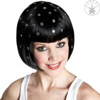 Perücke Page schwarz mit Glitzersteinen