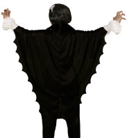 Schwarzer Vampir Fledermaus Umhang für Kinder Größe: 134