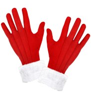 Rote Handschuhe mit Plüschrand in weiss für den Weihnachtsmann
