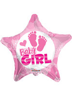 Folienballon Stern Baby Shower pink Its A Girl