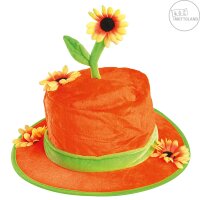 Hut mit Sonnenblumen in zwei Farben