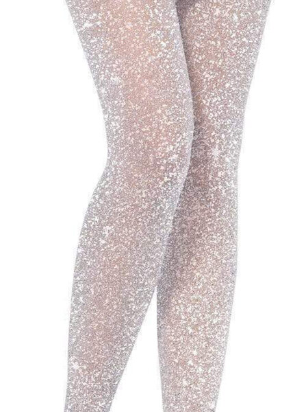 Glitzernde Lurex Leggings in silber glänzend