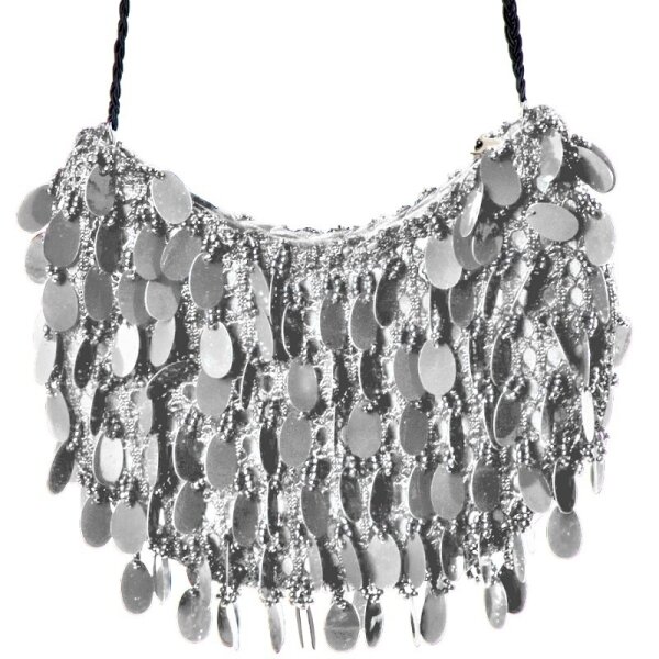 Handtasche als Umhängetasche mit riesen Pailletten in silber