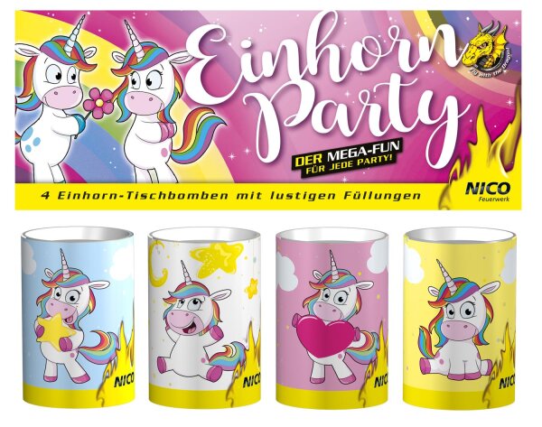 4 er Set Einhorn Tischfeuerwerk