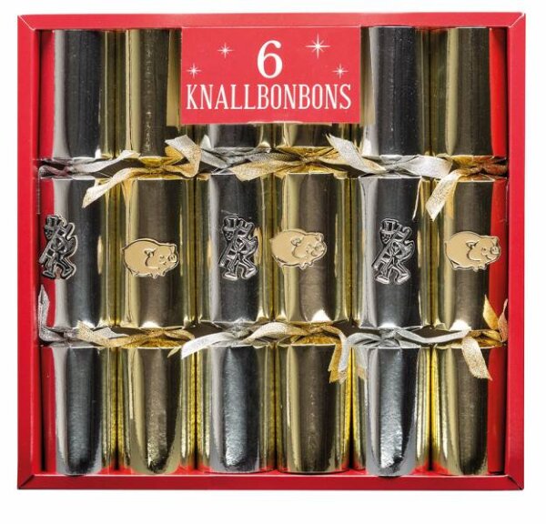 6er Set Riesen Mega Knallbonbons gold silber