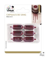 6 Blutkapseln mit flüssigem Fake Blut