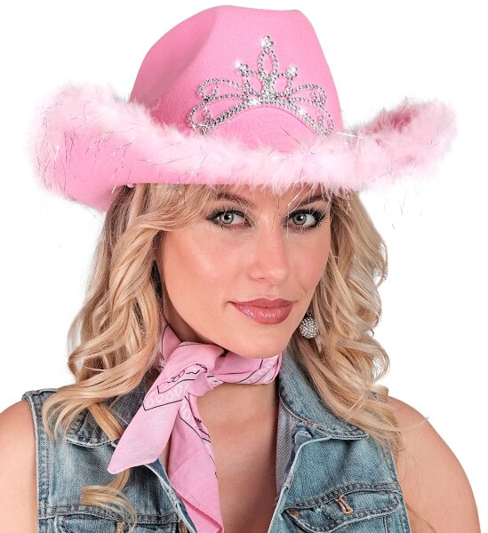 Cowboy Hut in Pink mit Plüschrand