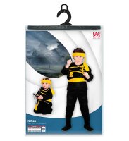 Ninja Kostüm für Kleinkinder mit gelben Applikationen