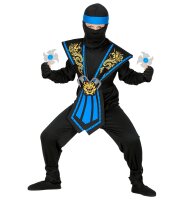 Blauer Ninja Samurai Kostüm für Kinder mit Waffen