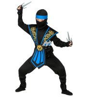 Blauer Ninja Samurai Kostüm für Kinder mit Waffen