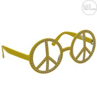 Hippie Peace Brille für die 70er Jahre Party gelb