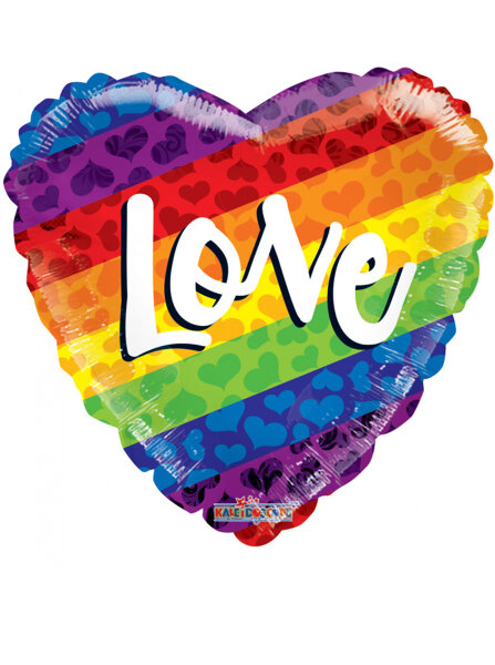 Folienballon Herz als Regenbogen Love