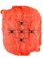 Halloween Riesen Spinnweben 100g orange mit Spinnen