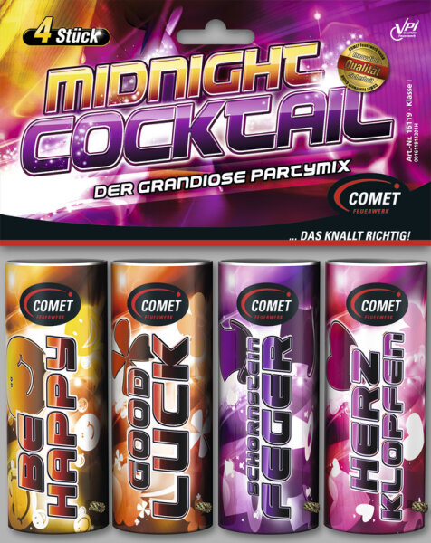 4 er Set Tischfeuerwerk oder Tischbomben Midnight Cocktail