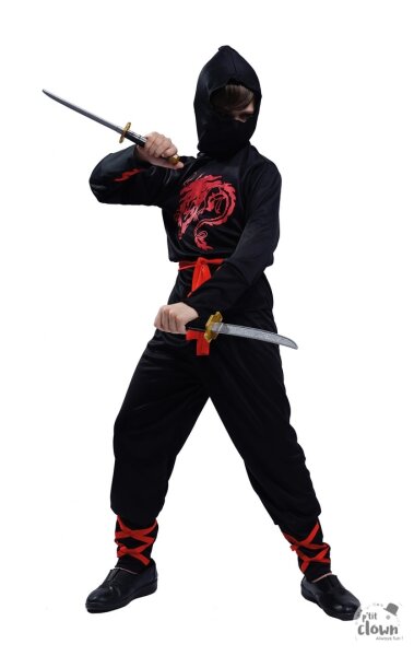 Schwarzer Ninja Samurai Kostüm für Kinder