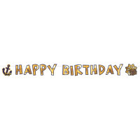 Goldene Happy Birthday Girlande zum Geburtstag Piraten