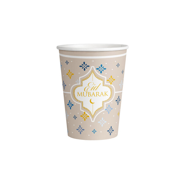 8 Eid Mubarak Party Becher 250 ml zum Zuckerfest