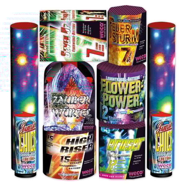 Silvester Leucht Feuerwerk & Batterie Sortiment Power Tower