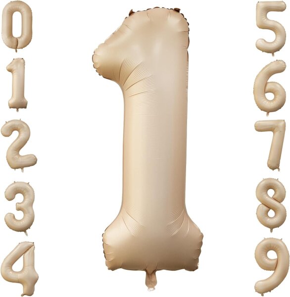 Folienballon caramel als Zahlenballon 0 bis 9 86cm