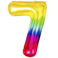 Folienballon Regenbogen als Kristall Zahlenballon 0 bis 9...