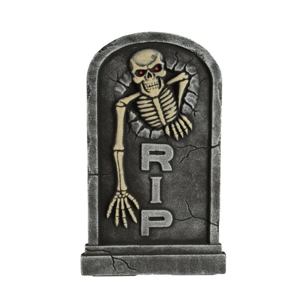 Halloween Grabstein RIP Skelett mit Lichteffekt