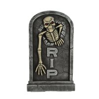 Halloween Grabstein RIP Skelett mit Lichteffekt