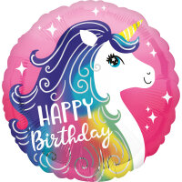 Folienballon Happy Birthday Einhorn