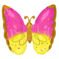 Folienballon Schmetterling pink/gelb