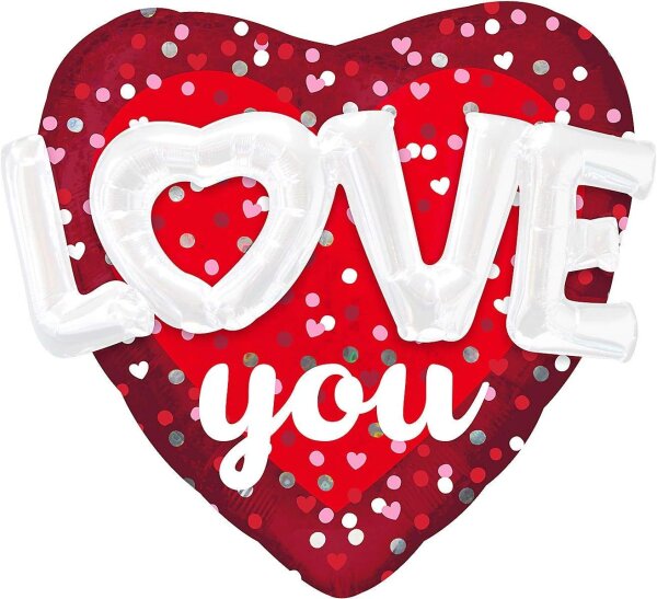 Jumbo Folienballon Herz mit Schriftzug Love