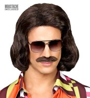 70 er Jahre Dandy Perücke mit Bart in braun