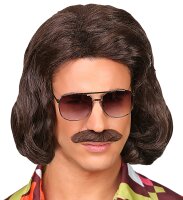70 er Jahre Dandy Perücke mit Bart in braun